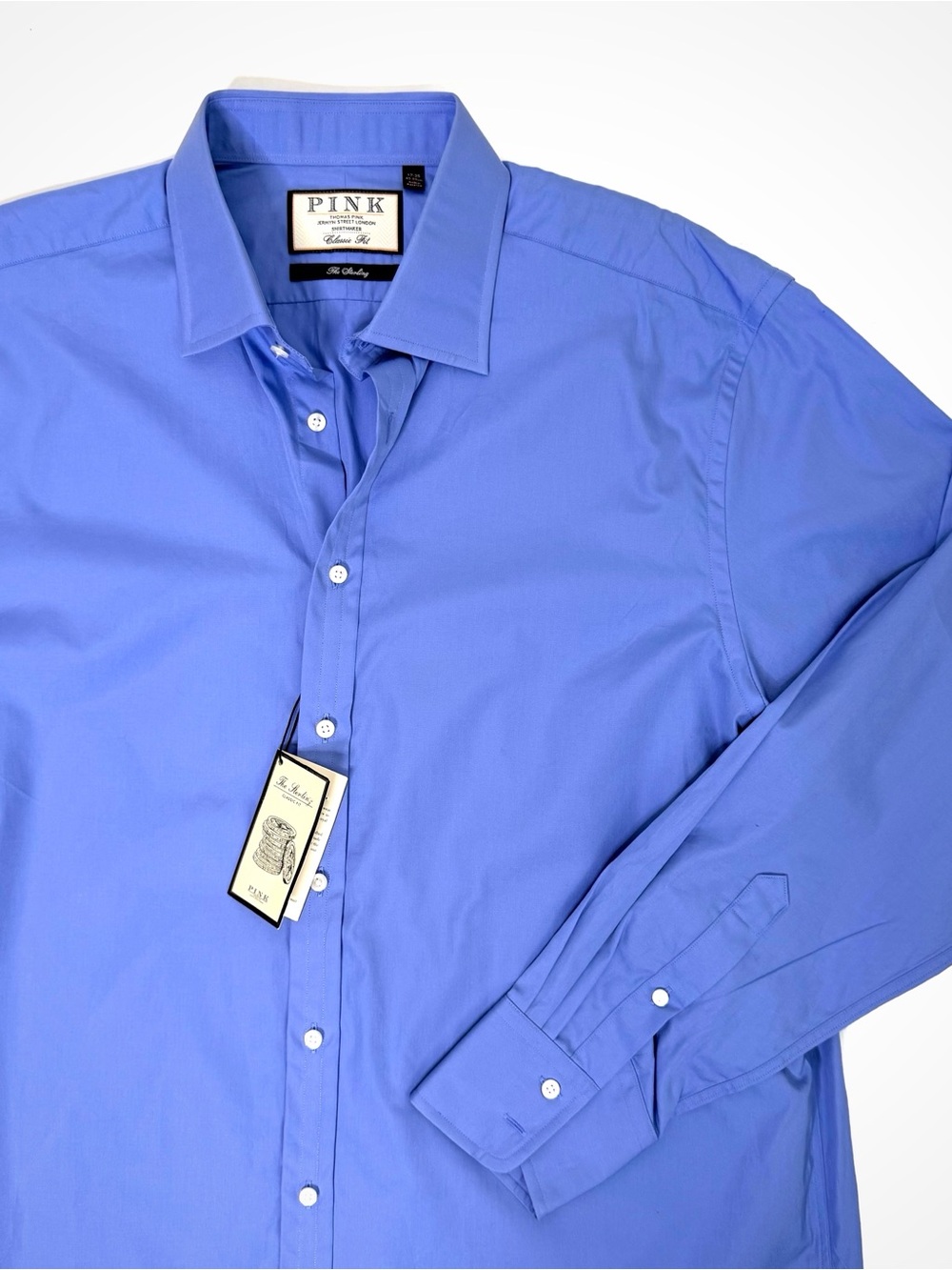 NWT Thomas Pink Sterling Blue Dress Shirt | 17 - XL